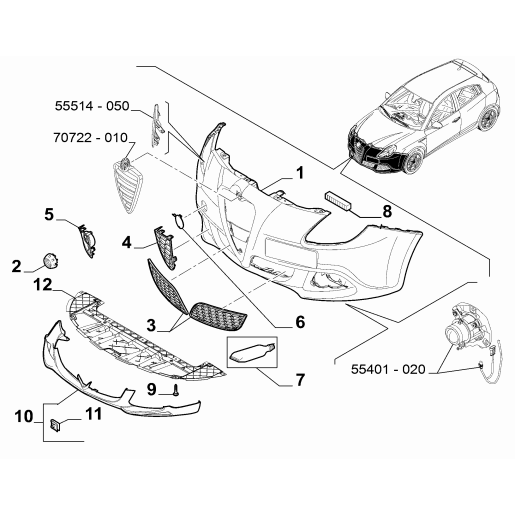 Bara Fata pentru Alfa Romeo Giulietta 1.6L Diesel, 120 CP, Cod 0156117401