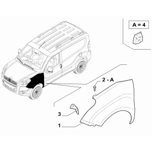 Aripa Dreapta Fata Fiat Doblo 1.3 Diesel - 0051822254