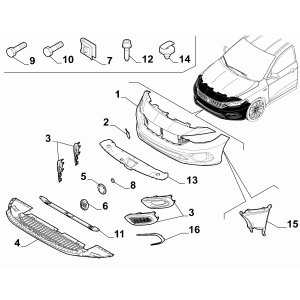 Bara Fata Originala Mopar Fiat Tipo - Cod 0735686407