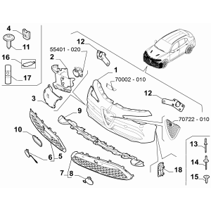 Bara Fata pentru Alfa Romeo Stelvio 2.0L Benzina, 200 CP, Cod 0050551535