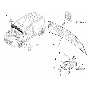 Capotă motor originală 0051789394 pentru Fiat Fiorino-Cubo 1.3 Diesel 75 CP